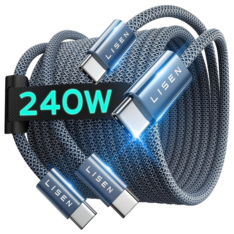 240W Usb C To Usb C Cable [6.6Ft/2 Pack], Certified Iphone 15 Charger, Usbc To