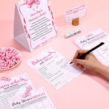 407 Pcs Coquette Pink Bow Baby Shower Games, 8 Games, Baby Shower, Word Scramble, Word Search, Predictions And Advice, The Price Is Right, How Big Is Mommy'S Belly