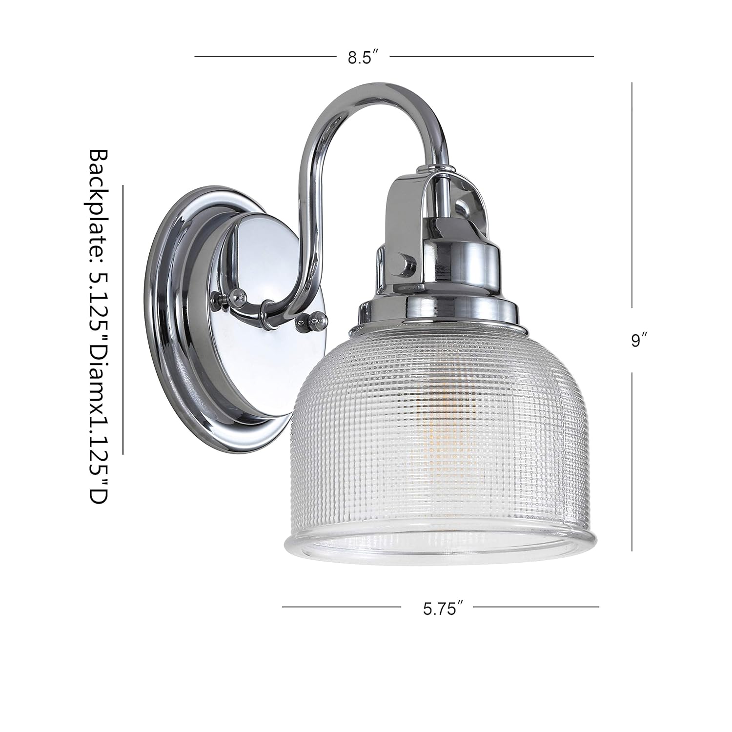 Jyl7407A Virginia 5.75" 1-Light Metal/Glass Led Traditional Classic Vanity Light Modern 2700K Led 4W Bulb Entryway Lobby Kitchen Bathroom Bedroom Living Room Hallway, Chrome