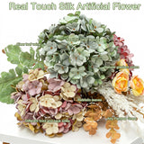 Hydrangea Artificial Flowers Bouquet, Pre-Arranged Fake Flowers Bouquet With Ranunculus, Eucalyptus, Pampas, Real Touch Silk Flowers For Centerpiece Shelf Table Wedding Home Decor