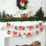 2 Pack Christmas Paper Garland Christmas Tree Santa Red Bow Hanging Bunting Banner Flags For Xmas Party Decorations Birthday Home Office Decor
