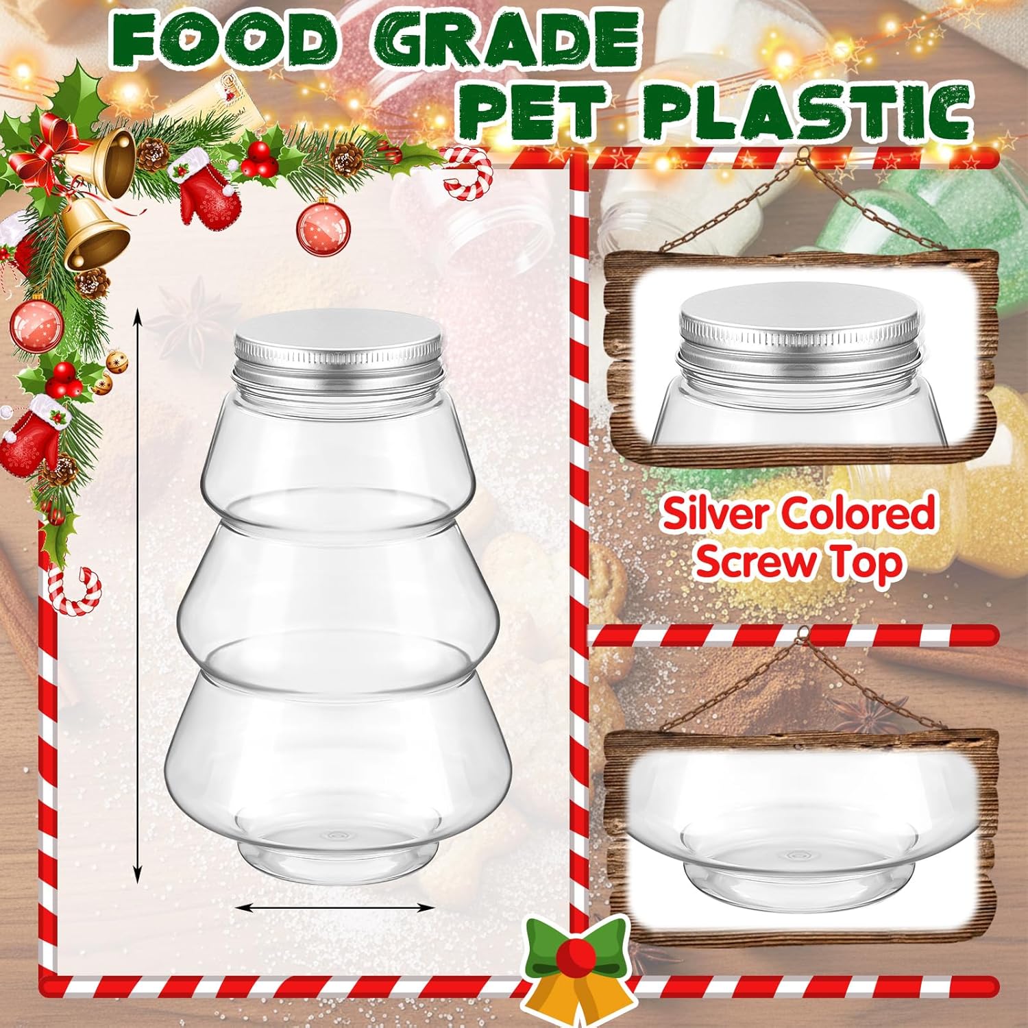 12 Pcs Christmas Tree Plastic Candy Jar Christmas Favor Candy Boxes Chocolate Treat Party Favor Jar Container Holders For Party Decorations Gift