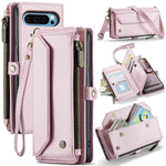 Pixel 9 Pro XL Wallet Case, RFID Blocking, Stand, Straps, Magnetic Closure - Pink