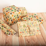 Kraft Birthday Wrapping Paper Roll For Kids Boys Girls - Colorful Cake Happy Birthday Lettering And Dot Design Gift Wrap For Birthday Holiday Party Baby Shower(Total 28.5Sq.Ft)