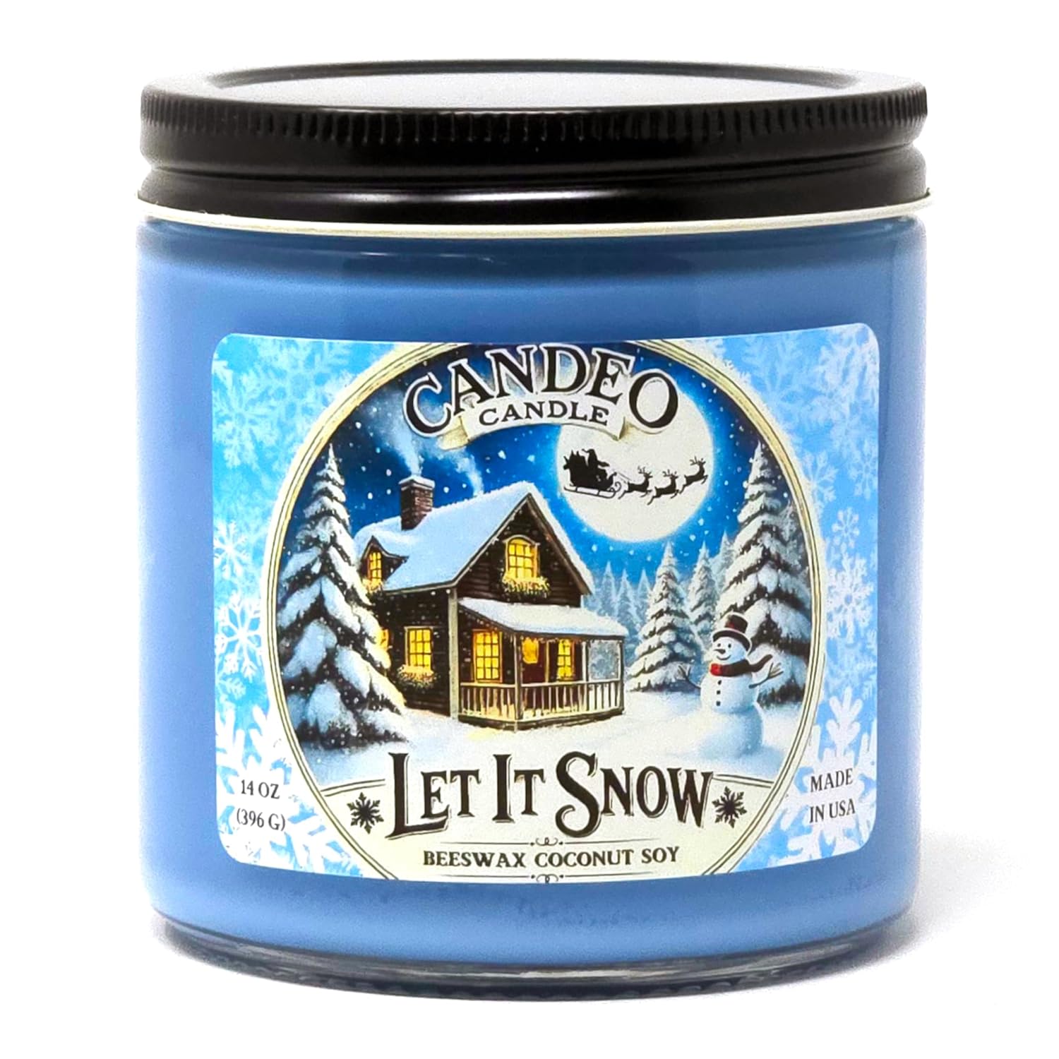 Let It Snow - 14 Oz Jar Candle - Made With Beeswax, Coconut And Soy - Handmade In The Usa - - Christmas