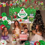 102 Pc Christmas Party Decorations Set - Includes Merry Christmas Banner, Backdrop, Cake Topper, Balloons, Stickers For Kids & Adults