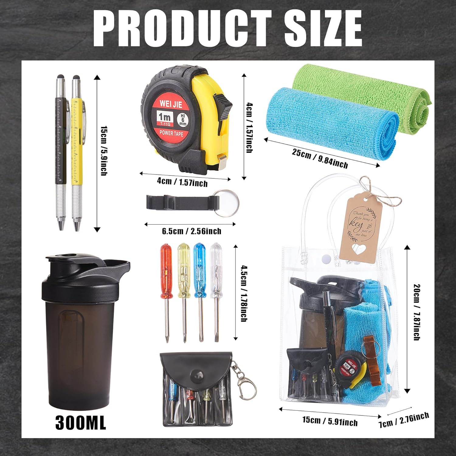 6 Sets Adults Sprinkle Gifts 54 Pcs With Multi-Tool Kit For Men Includes Bottle Opener, Pen, Precise Tape Measure With Cleaning Cloth, Ideal For Adult Party Game Prizes (Mixed Colors)
