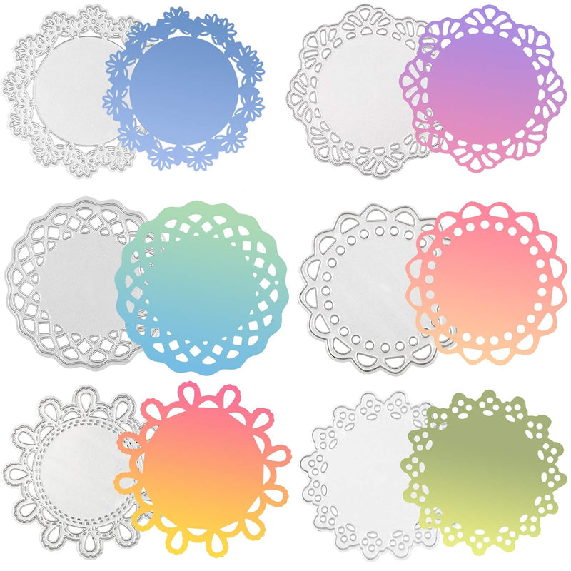 6 Pieces Metal Cutting Dies Different Patterns Round Lace Flower Border Cuttin