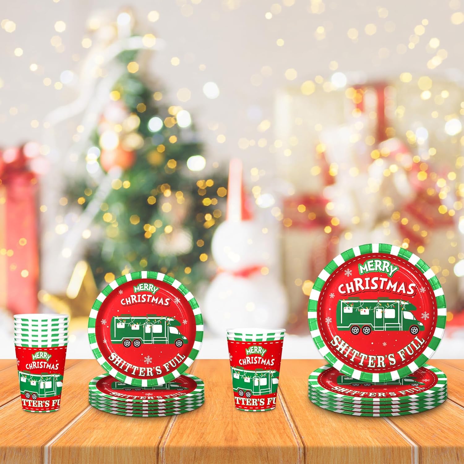 Christmas Vacation Decorations Set Serves 16, Christ Mas Holiday Plates Cups, National Christmas Party Decorations, Xmas Vacation Party Decorations, Bdtz Funny Holiday Supplies