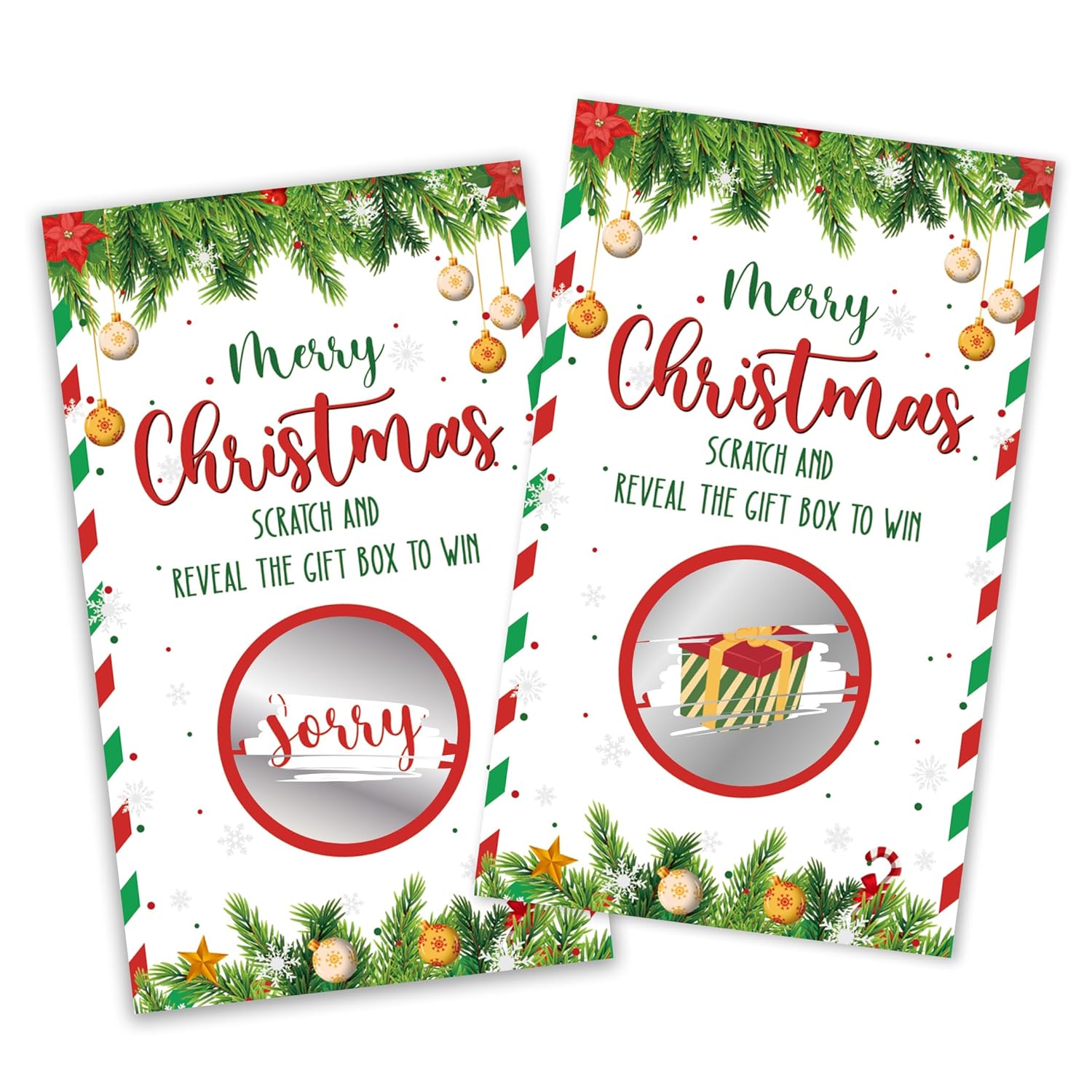 3.5"X2.1" Merry Christmas Scratch Cards - Scratch To Win Game Cards - 40 Christmas Lottery Game - For Xmas Parties,Family Gatherings,Increase The Game Atmosphere Prizes Activity - A01