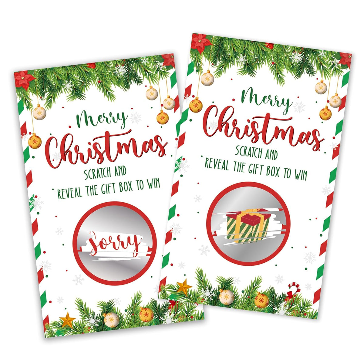 3.5"X2.1" Merry Christmas Scratch Cards - Scratch To Win Game Cards - 40 Christmas Lottery Game - For Xmas Parties,Family Gatherings,Increase The Game Atmosphere Prizes Activity - A01