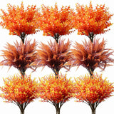 18Pcs Artificial Fall Flowers Mums Plants For Outdoor Autumn Decoration Uv Resistant Bulk Fake Fall Plastic Flowers Faux Boston Fern Eucalyptus Plant For Garden Patio Window Box Pot Indoor Home Decor