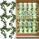 8 Pcs 54 Ft White Flower Garland Artificial Rose Vine Fake Flower Garland Fake Silk Rose Hanging Vine For Wedding Party Background Table Centerpieces Arch Garden Background Outdoor Wall Decor