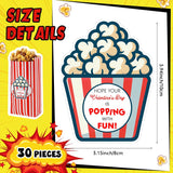 Set Of 30 Valentines Paper Popcorn Bags With Stickers, 11.8In Tall Large Capacity Popcorn Containers With Stickers For Valentine'S Day Gift Party Favors Movie Nights Decorations