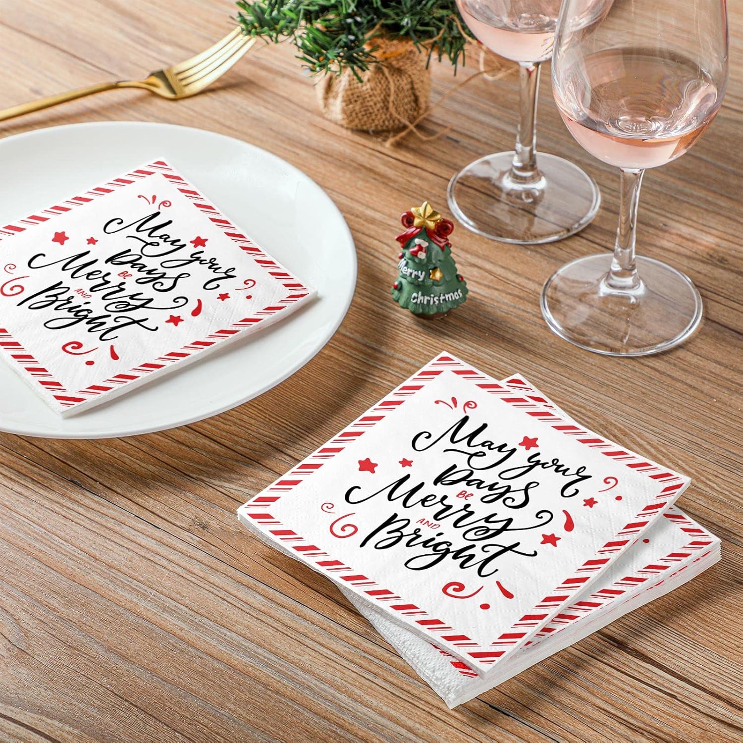 200 Pieces Christmas Disposable Paper Napkins Christmas Napkins Paper Disposable Napkins For Christmas Party Paper Napkins Decorative Paper Napkin For Party Dinner Lunch Holidays