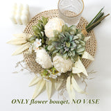 Artificial Flowers Fake Flower Plants Silk Dahlia Flowers Bouquet Plastic Floral Arrangement Rustic Faux Flower For Wedding Bouquet Home Vase Table Party Decor (Dahlia-Green)