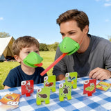 Chameleon Tongue Shooting Game, Funny Chameleon Tongue Shooter Toy With Frog Face Masks, Multiplayer Party Game For Kids With Blowing Tongue And Insect Card Targets For Family Fun & Gifts (Green-4Pcs)