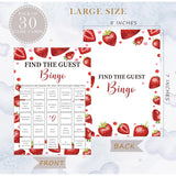 Strawberry Find The Guest Bingo Game, Baby Shower Games, Pack Of 30 Game Cards, Gender Neutral Boy Or Girl - Fa13