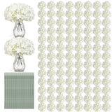 204Pcs Hydrangea Artificial Flowers, Silk Artificial Hydrangea Flowers Heads With Stems, Faux White Flowers For Wedding Centerpieces, Arch And Background, Bridal Shower And Home Decor (Ivory)