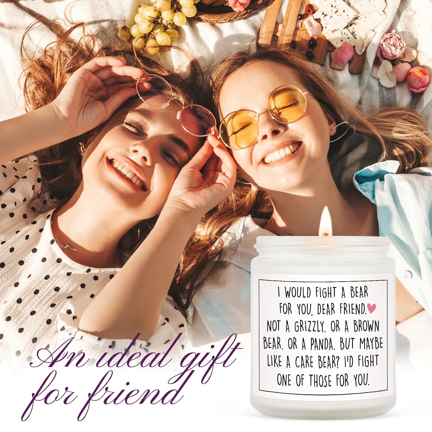 Best Friend Birthday Gifts For Women, Friendship Gifts For Women- Handmade Lavender Natural Soy Wax Candle (7Oz)- Funny Best Friend Candle For Bestie, Bff