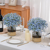 5 Pcs Babys Breath Artificial Flowers, Blue Long Stem Baby Breath Flowers Artificial Bulk, Real Touch Fake Babys Breath Gypsophila For Wedding Bridal Bouquet Party Arrangements Home Decor