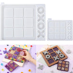 Large Tic Tac Toe Resin Mold 2Pcs, Tic Tac Toe Molds For Resin Casting, Large Epoxy Resin Silicone Molds For Diy Tabletop Board Game,Travel Game