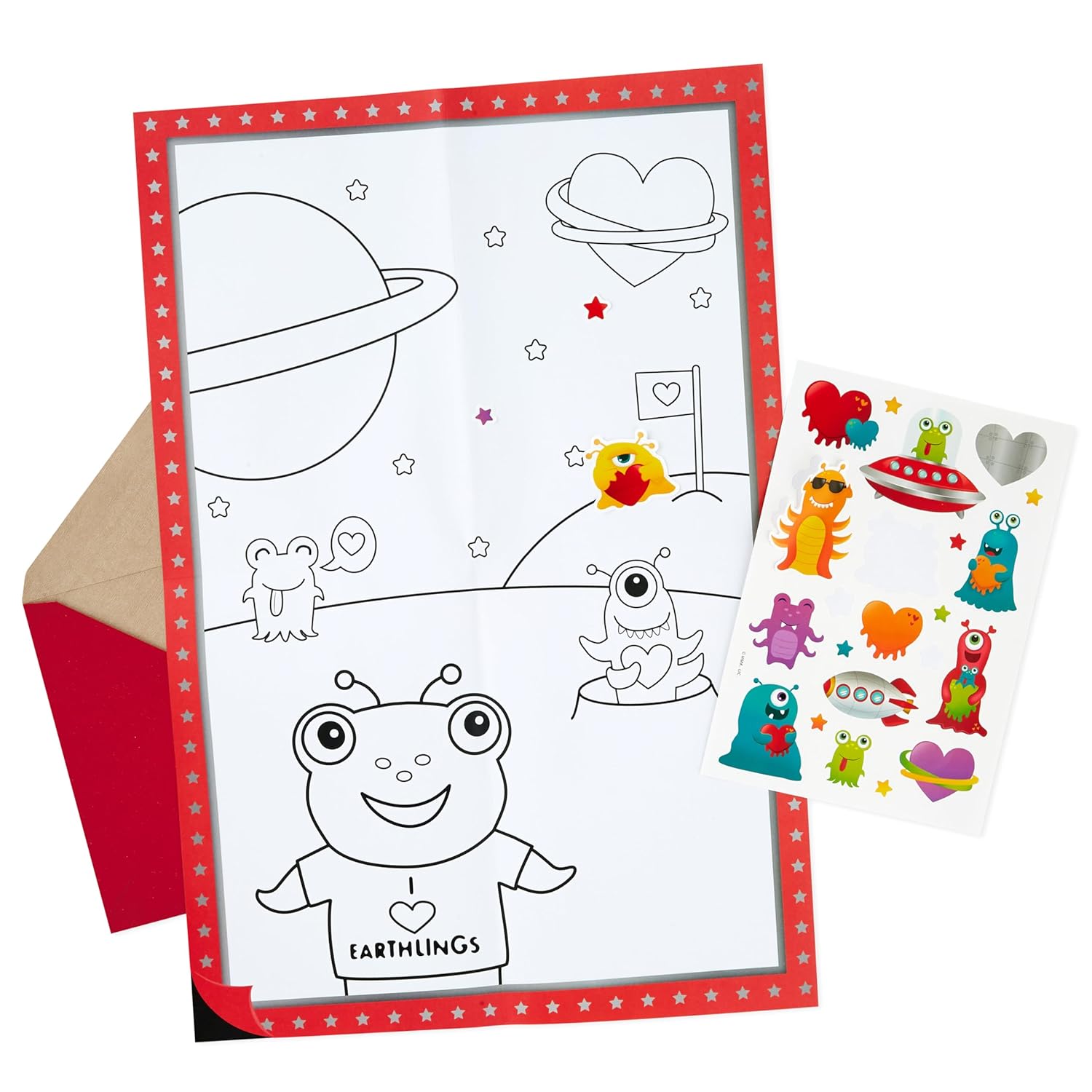 Hallmark Valentines Day Card with Stickers for Grandson (Long Distance, Rocket Ship)