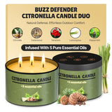 Buzz Defender 2-Pack 14Oz Outdoor Citronella Candles | Highly Effective 100% Natural | 64H | Large Citronella Candles Outdoor, Ideal For The Backyard Porch, Patio And Camping | Extra Strong (Regular)