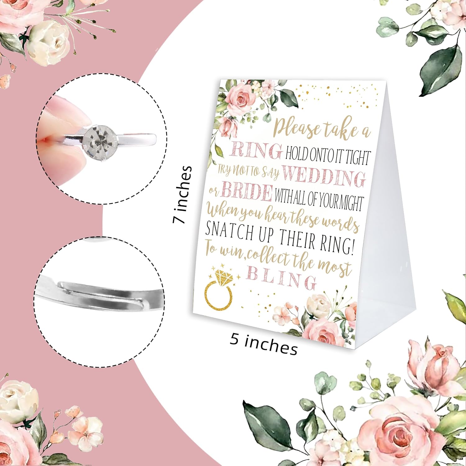 Bridal Shower Ring Game, 'Put A Ring On It' With 50 Fake Rings, Wedding Party Game For Guests - Rg14