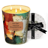 Homelights Scented Candles | Large Jar 34 Oz Natural Soy Candle | 130 Hrs Long-Lasting With 3 Wicks | Industrial Chic Home Decor | Gifts For Mom & Women, Fireside Wood & Glow