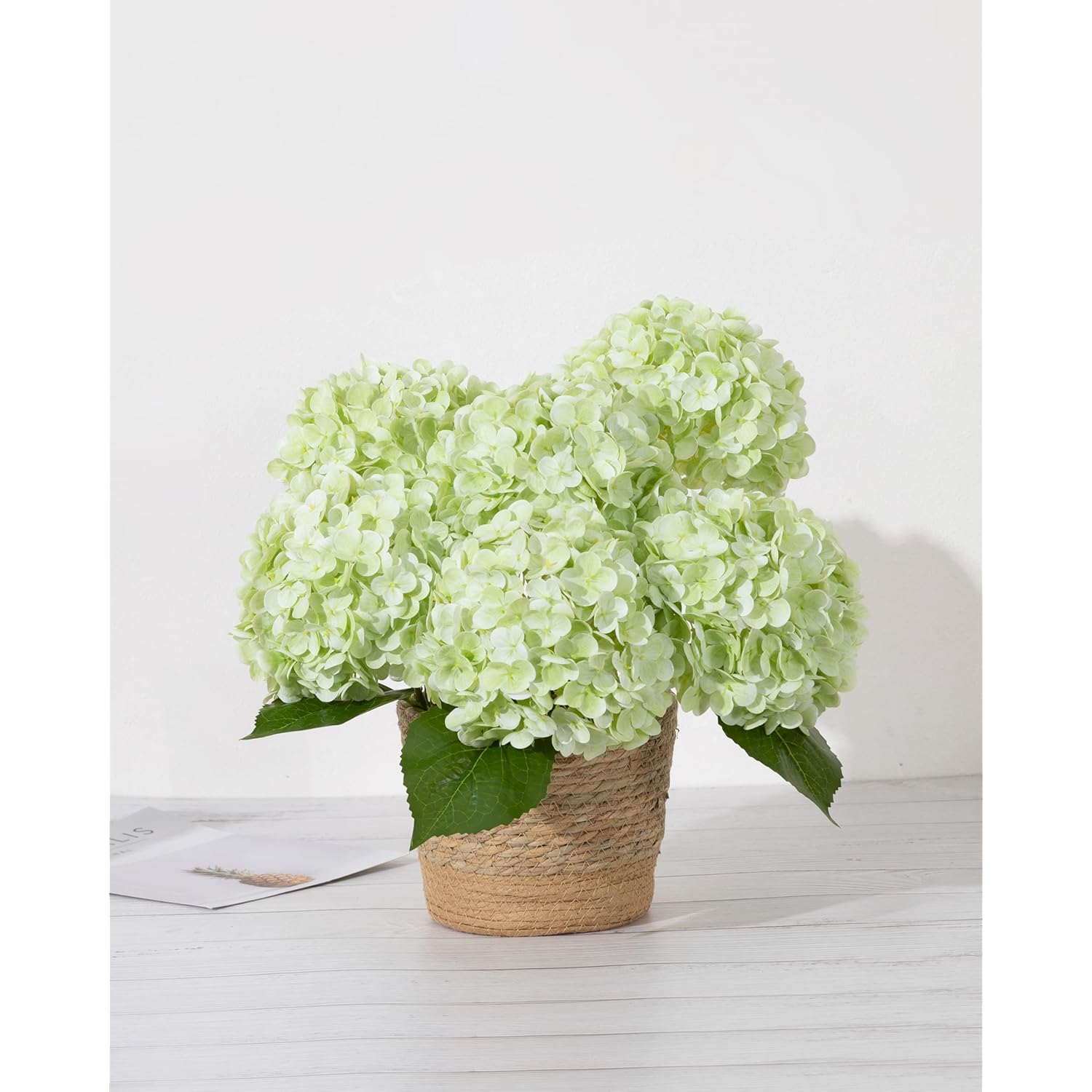 3Pcs Large Hydrangea Artificial Flowers,20 Inch Latex Real Touch Hydrangeas Lifelike Hydrangea Flower For Home Wedding Bouquets Centerpieces Party Living Room Decoration(Light Green)