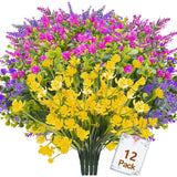 Artificial Flowers For Outdoors, Artificial Plants Uv Resistant Fake Flowers Greenery Shrubs Plants For Decoration Outdoor Plants Hanging Planter Home Garden Decor (12 Bundles)