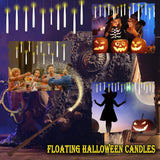 Floating Candles With Wand, 24Pcs Hanging Candles With Remote Wand, Warmwhite Flickering Flameless Magic Floating Candle Lights For Halloween Christmas Decorations