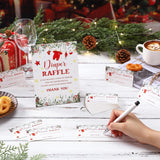 Christmas Santa Baby Shower Diaper Raffle, Pack Of 1 Wooden Tabletop Sign With Stand And 50 Diaper Raffle Tickets, Backyard Santa Baby Shower Game, Christmas Gender Reveal Party Decorations