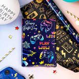 Gaming Wrapping Paper, Blue Birthday Wrapping Paper For Boys, Holographic Video Game Controller Theme Gift Wrap For Boys Men Birthday, Christmas, Father'S Day (Mini Roll, 17 In X 33 Ft)