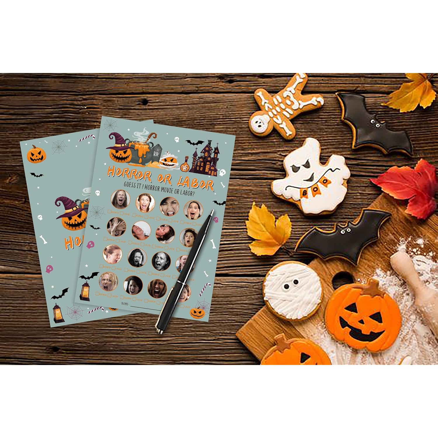 Halloween Party Horror Or Labor Baby Shower Game - 30 Players, Funny Games For Gender Reveal Party - Hol01