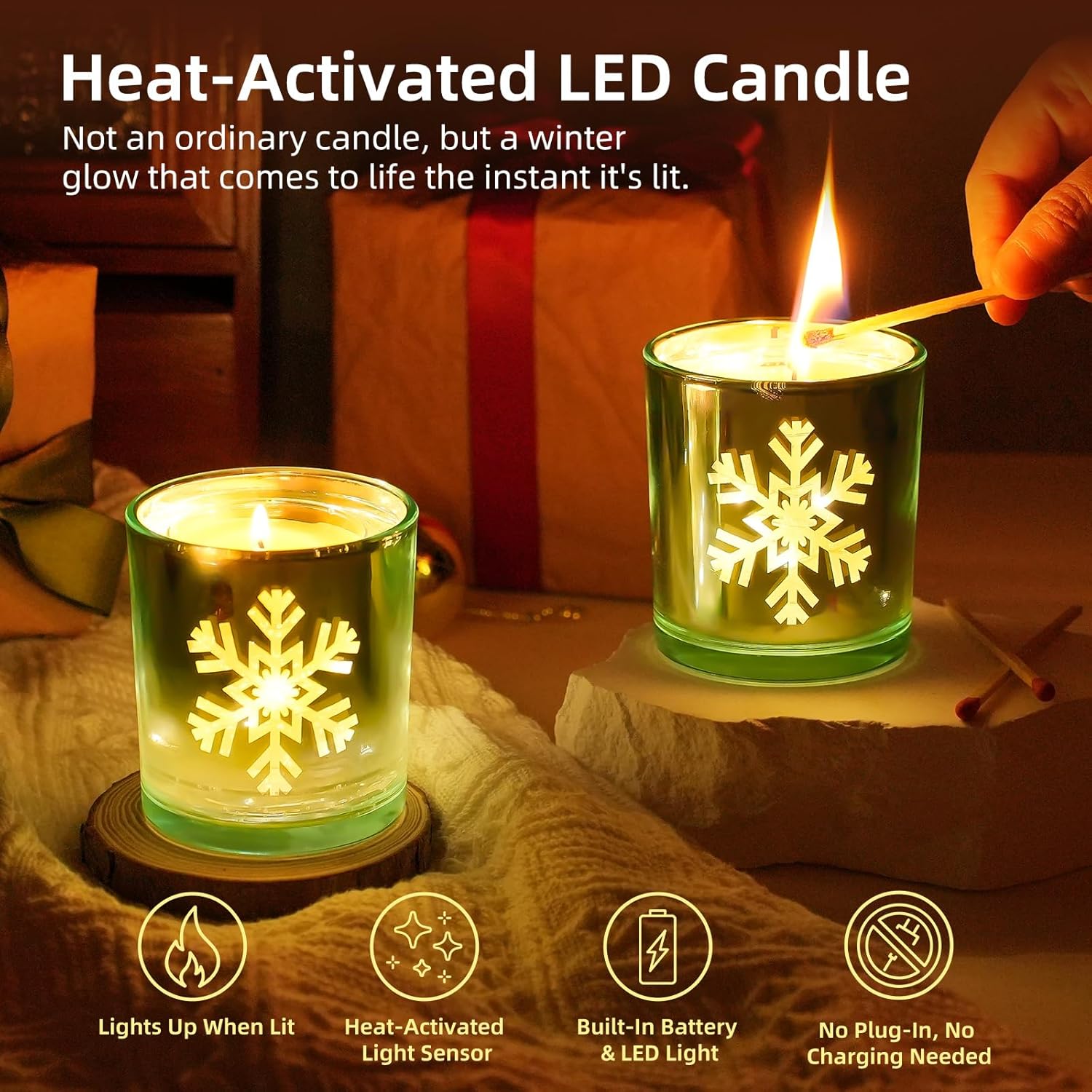 Gift-Size 5Oz Cedarwood Scented Candle With Lamp For Valentine’S Day, Non Toxic Soy Candle, Decorative Led Candle Creating A Romantic Atmosphere, Birthday Gift For Women, Girlfriend, Wife