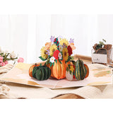 Fall Pumpkin Flower 3D Greeting Pop Up Card, Thanksgiving Card, Autumn Card, Sunflower, Harvest For Family, Parents, Grandma, Women, Mom | With Message Note & Envelop