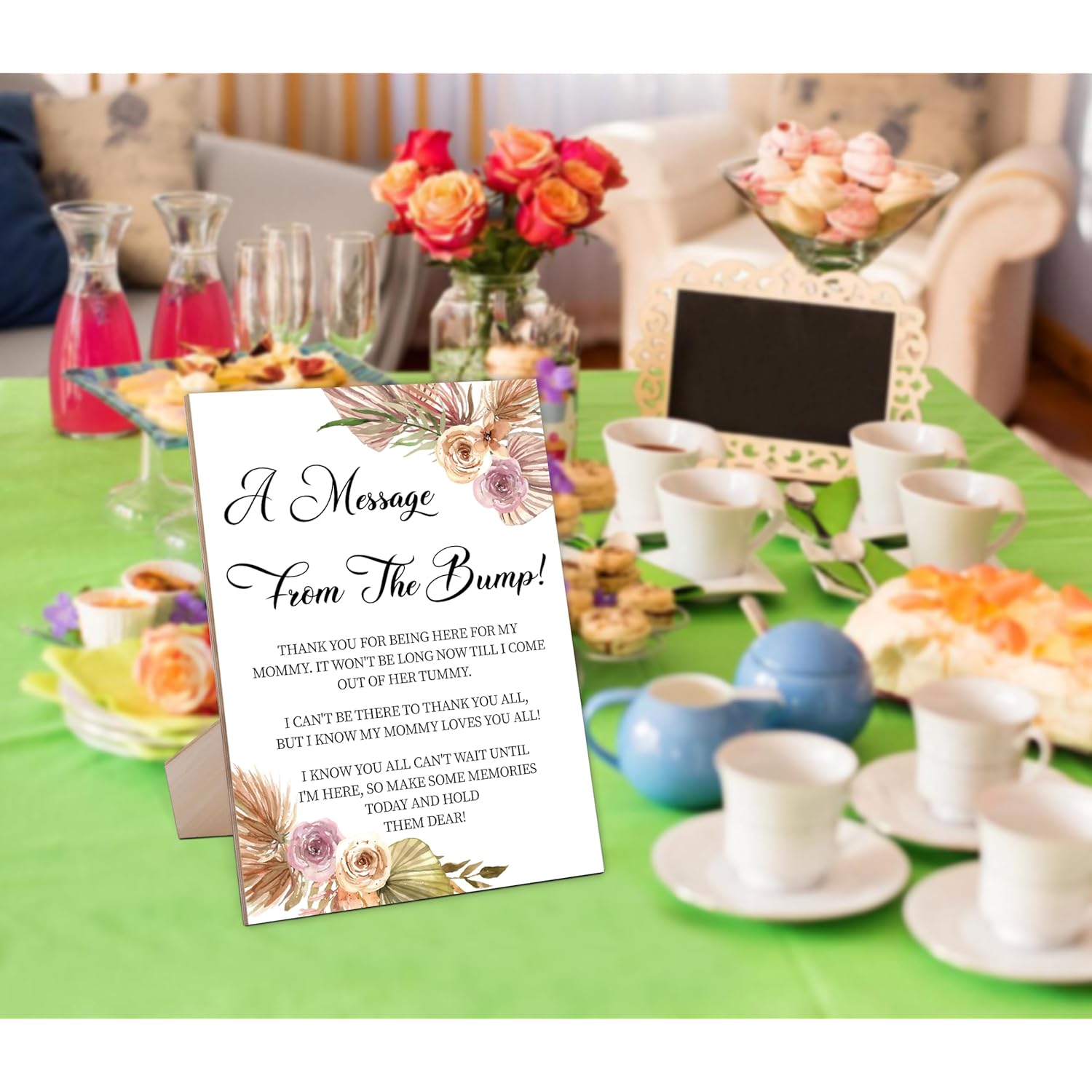 Baby Shower Game For A Message From The Bump,Wooden Baby Shower Game Sign With Stand,Boho Baby Shower Table Decorations,Baby Shower Welcome Sign,Party Favors Supplies,Gender Reveal Ideas,-1