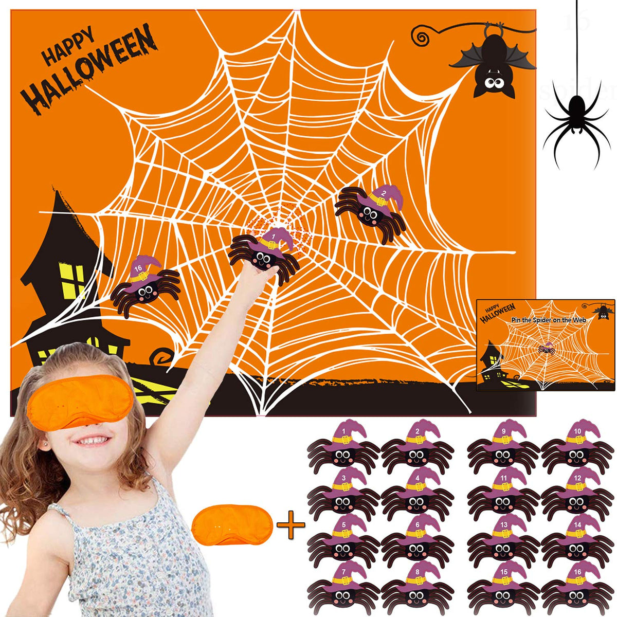 Halloween Games For Kids Party Pin The Spider On The Web Halloween Party Games Activities Pin The Tail