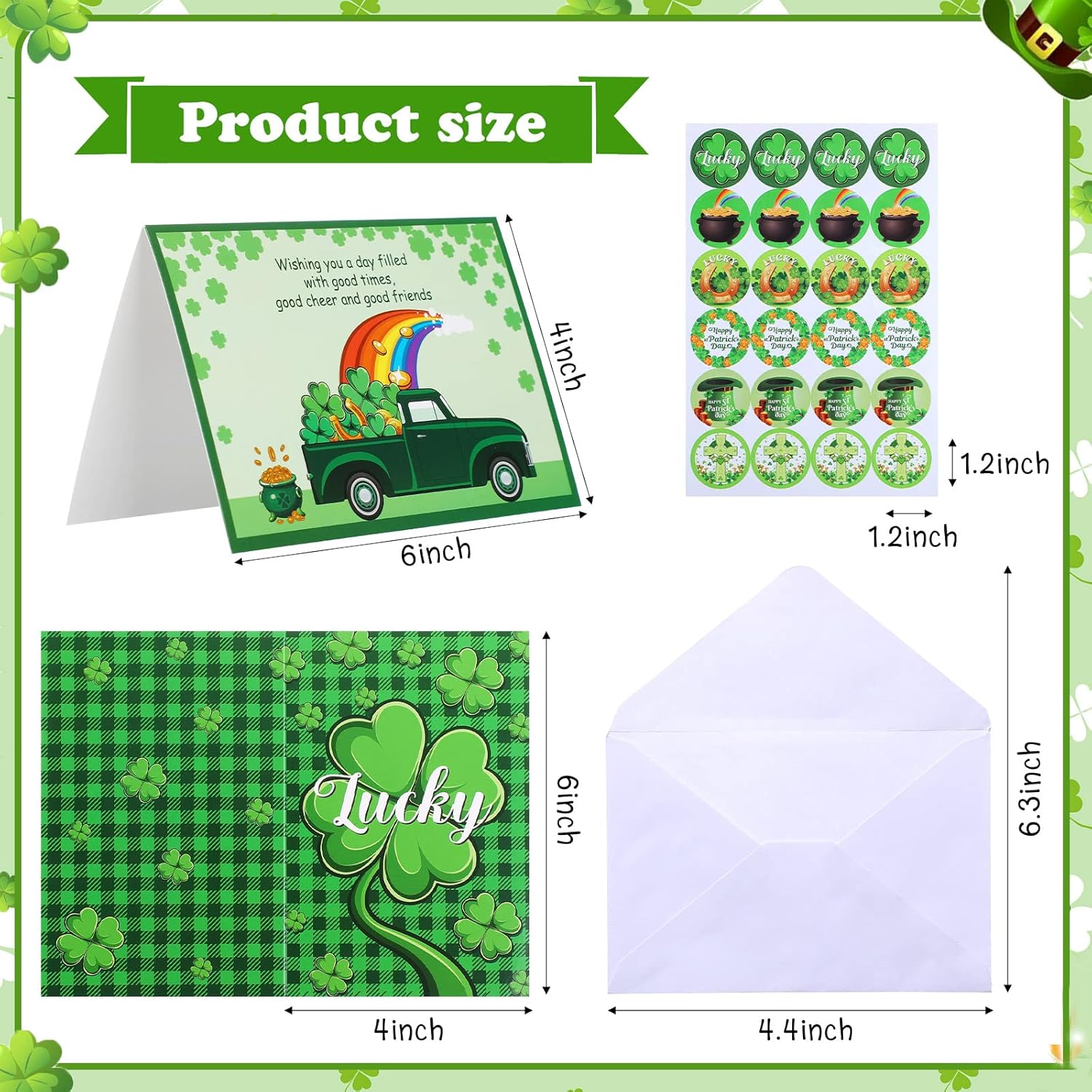 24 Sets Irish Blessing Gift St Patrick'S Day Assorted Cross Religious Greeting Card Shamrock Wishes Cards For Jesus Spring Party Supplies