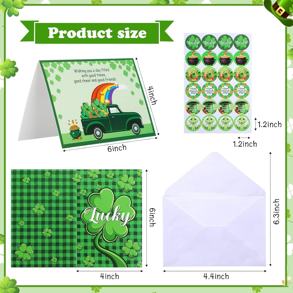 24 Sets Irish Blessing Gift St Patrick'S Day Assorted Cross Religious Greeting Card Shamrock Wishes Cards For Jesus Spring Party Supplies