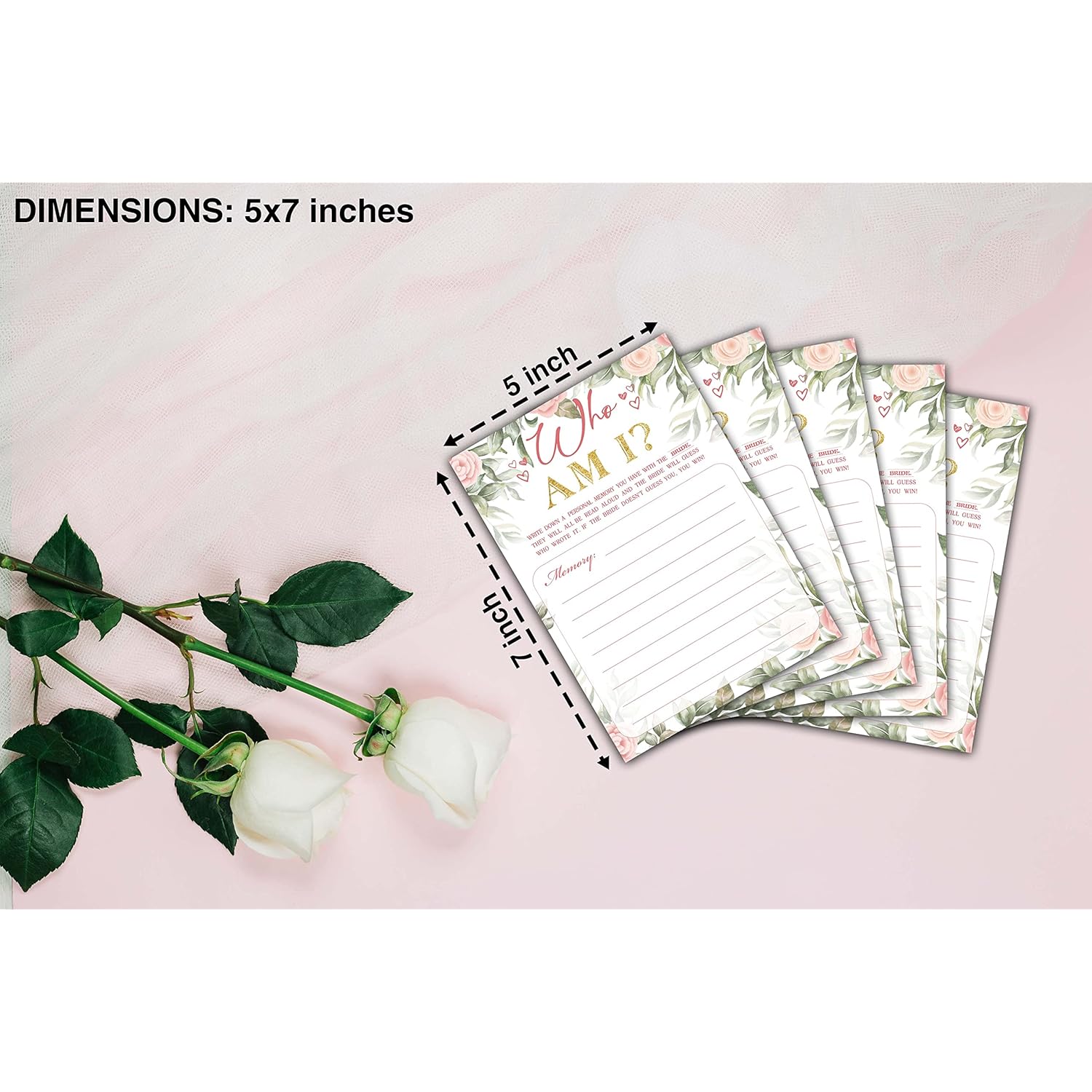 Bridal Shower Games - Who Am I Wedding Party Game - Boho Floral Greenery Bachelorette/Engagement Party Supplies Activities - Pack Of 30 Game Cards (A14)