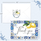 Lemon Thank You Cards Bulk 24 Pack Thank You Note Cards With Matching Seal Stickers Envelopes Blue Tiles Lemon Greeting Cards For Baby Shower Wedding Birthday Bridal Party And All Occasion