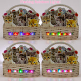 Musical Cat Birthday Pop-Up Card With Led Lights – 2 Happy Birthday Songs Meows & Violin – Cute Kittens In Flower Basket – Light Up 3D Greeting Card For Cat Lovers, Kids, Women, Friends