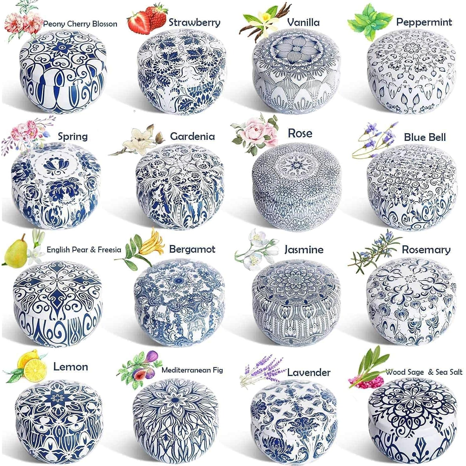 Scented Candles Gifts Set 16 Pack Soy Wax Travel Tin Jar Candles For Home 2.5 Oz For Mom For Christmas, Birthday, Thanksgiving, Mother'S Day