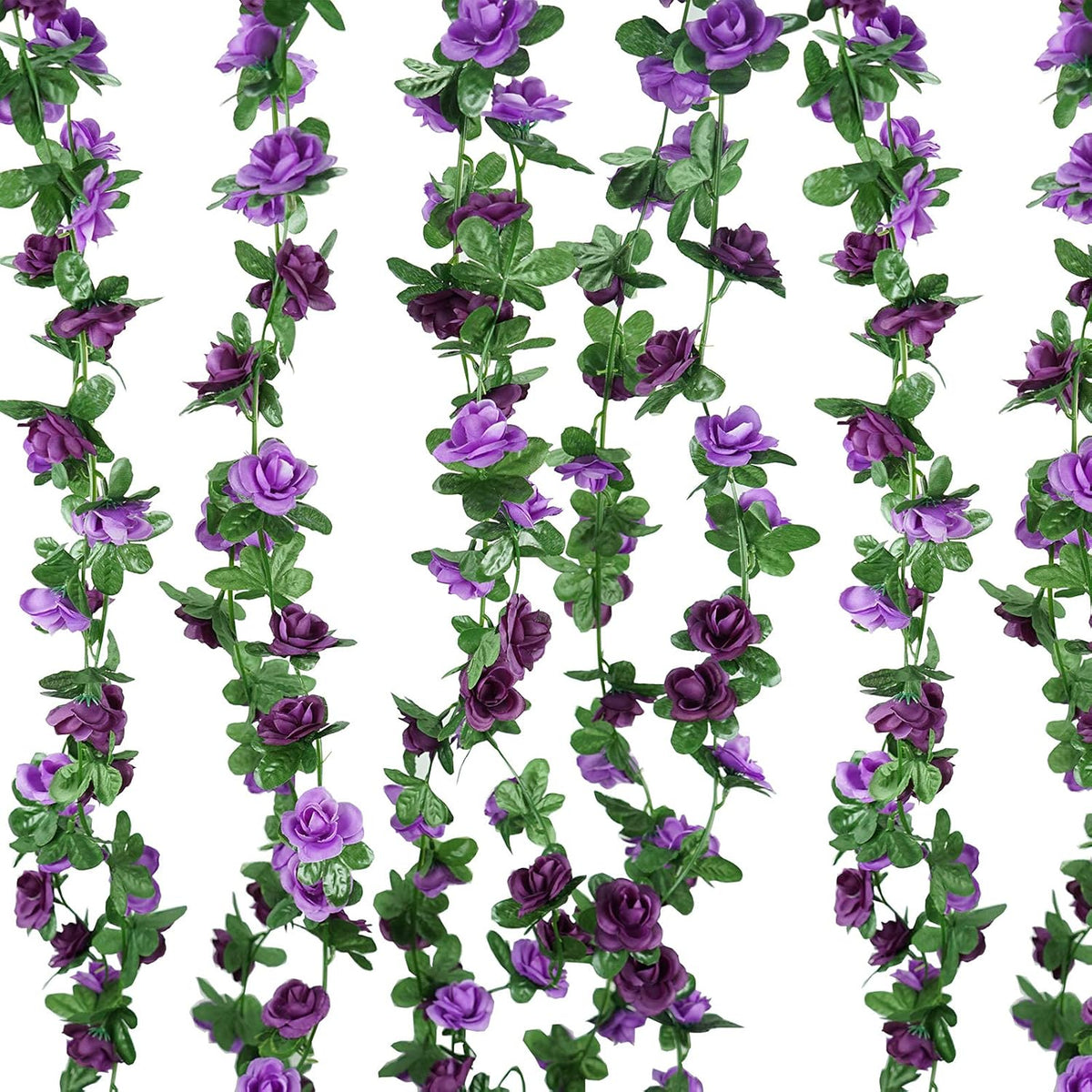 Purple Rose Vines 5 Pcs 41 Ft Fake Flowers Plants Artificial Flower Hanging Rose Ivy Home Hotel Wedding Party Garden Art Decor Garden Craft Arrangement Decoration