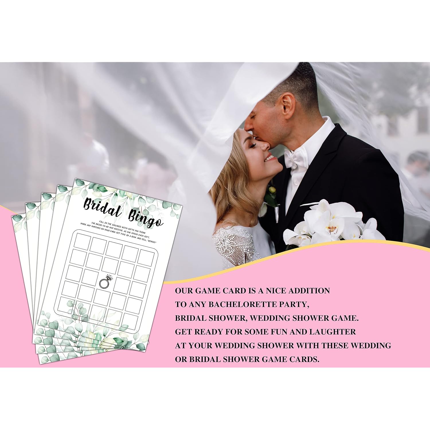 Bridal Shower Game Set - Bridal Bingo Party Cards For Wedding - Greenery Wedding Party Favor Decor - Tropical Jungle Engagement/Bachelorette Party Games Supplies & Activities - 30 Game Cards(B07)