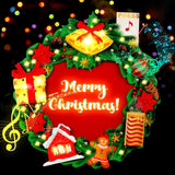 Christmas Cards, Light And Music Christmas Wreath Card, 3D Pop Up Xmas Greeting Card For Women Men Kids Husband Wife Mom Dad Daughter, Decoration For Tree