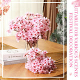 50 Pcs Artificial Cherry Blossom Flower Silk Cherry Blossom Branches 15.7 Inch Fake Floral Branches Bundles Faux Flower Stems For Vase Home Wedding Table Centerpiece (Pink)